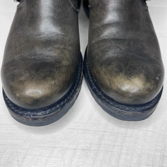 Frye Veronica Short Burnished Antique Gray Slouch Engineer Moto Boots - Picture 9 of 16